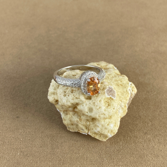 Champagne Color Sapphire & CZ's Ring size 6 - Picture 5 of 5